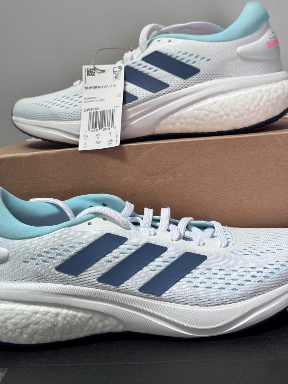 NEW Adidas Supernova 2W Women's Size 8 White Running Shoes In Box Authentic $150